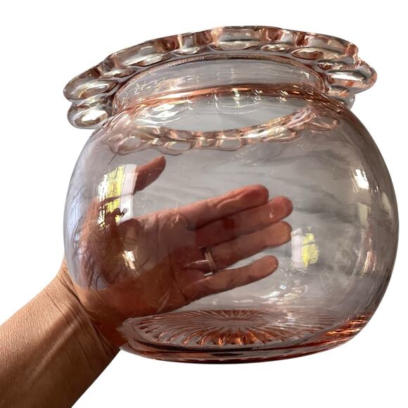 Vintage Old Colony Pink Depression Glass Bowl Jar Open Lace 1930s Anchor Hocking - Picture 9 of 12